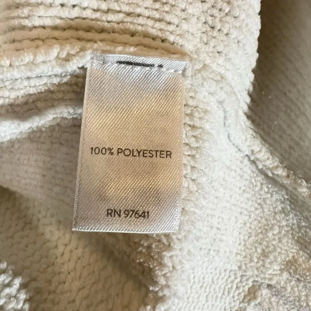 J Jill Womens Chenille Sweater Off White Cable Knit Pullover Size Medium
